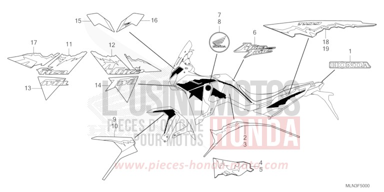 MARKE/STREIFEN (1) von Africa Twin Mechanik MAT BALLISTIC BLACK METALLIC (NHA86) von 2024